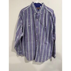 McGregor Shirt Men L Purple Striped 100% Cotton Long Sleeve Collared Button-Down